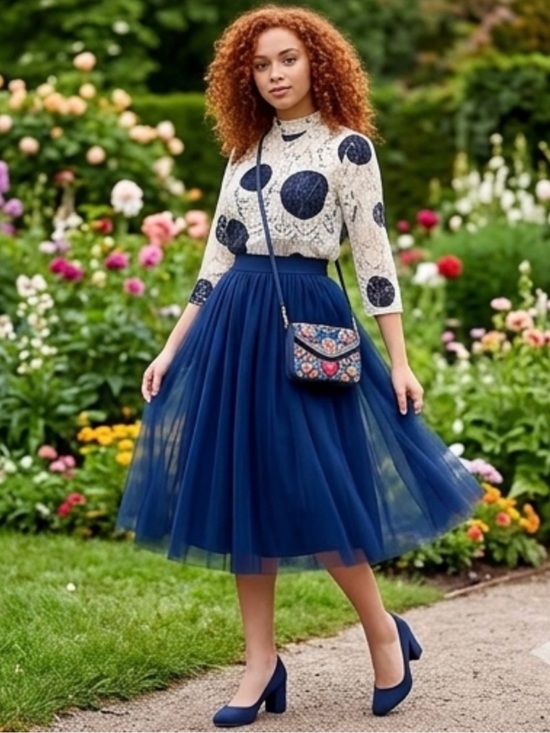 Anthropologie Tops - Anthropologie - HD in Paris Romantic Lace Polka Dot Blouse in Navy/Ivory size 8